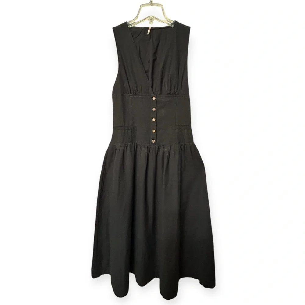 Free People linen blend Best Dressed midi dress